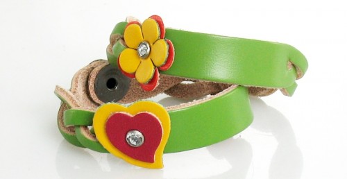 Green Heart & Flower Personalized Bracelets