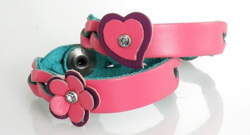 Pink Heart & Flower ID Personalized Bracelet