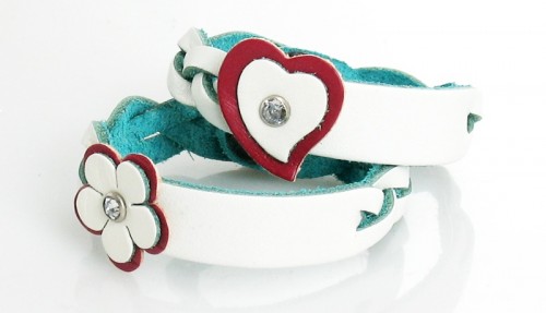 White Heart and Flower Personalized Bracelet