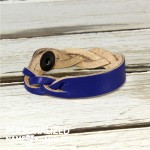 Blue ID Engraved Leather Bracelet
