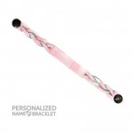 Pink and White Leather ID Bracelet Flat