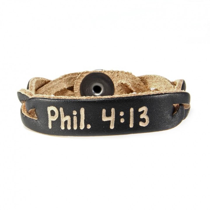 Philippians 4:13 Scripture Bracelet - Personalized Leather Bracelets